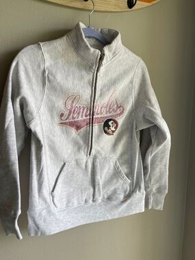 Rivalry Threads Light Gray Seminoles Half-Zip Sweatshirt with Maroon Logo